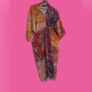 Multi Color spring asymmetrical midi dress Shein brand Size L